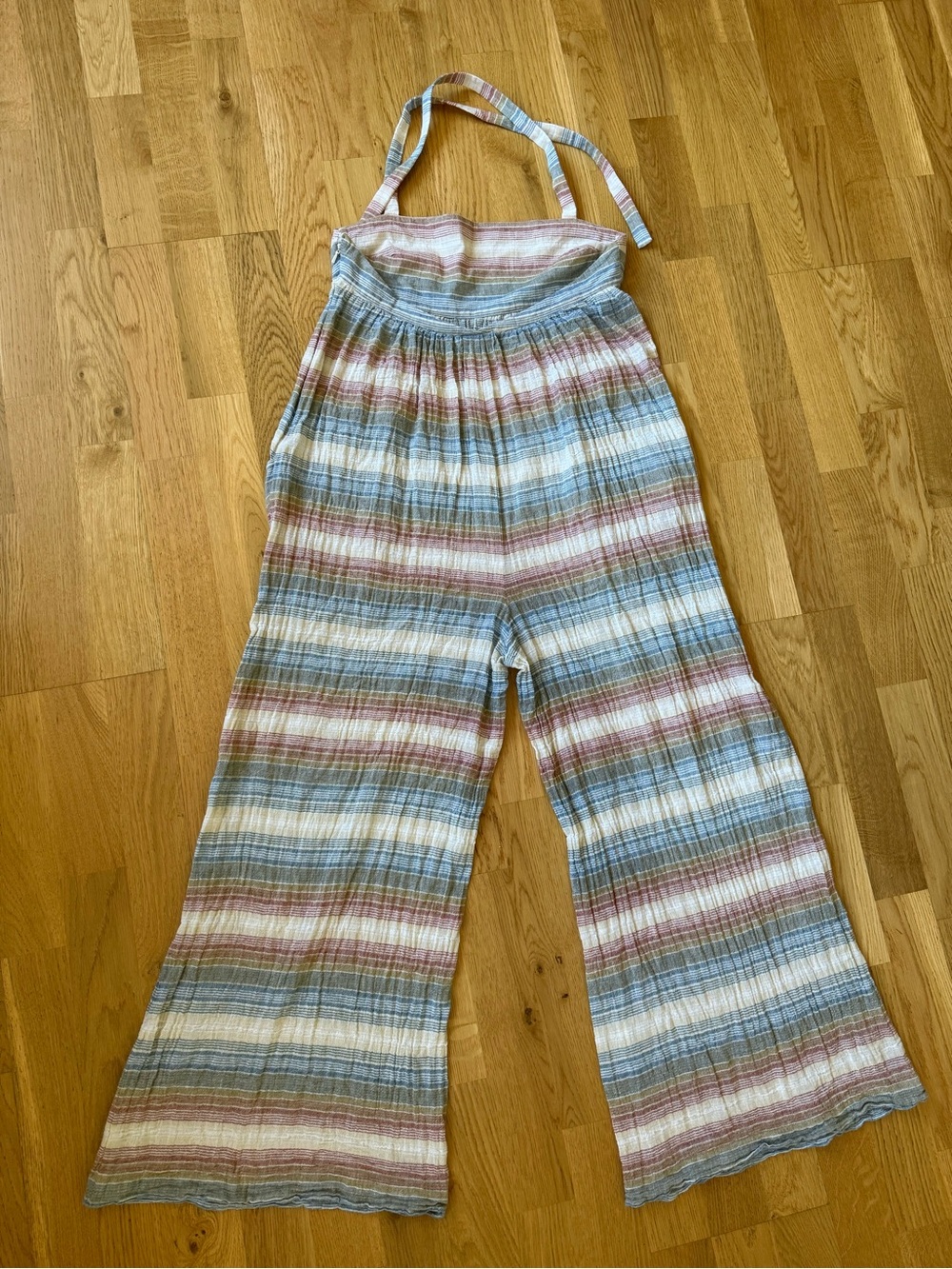 Mara Hoffman Swim Organic Cotton Gauze Striped Wide Leg Jumpsuit Tie Strap S - Picture 3 of 11